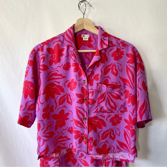 Billabong Peachy Keen Matching Pink Hawaiian Floral Skirt Set - Picture 12 of 16